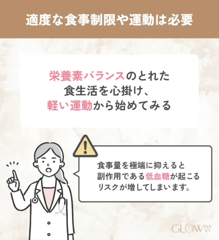 適度な食事制限や運動は必要