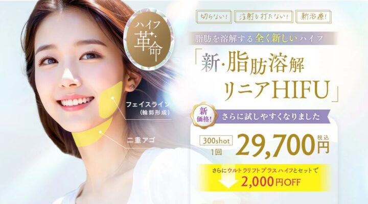 湘南美容クリニック脂肪溶解リニアHIFU(ハイフ)新価格300ショット1回29,700円