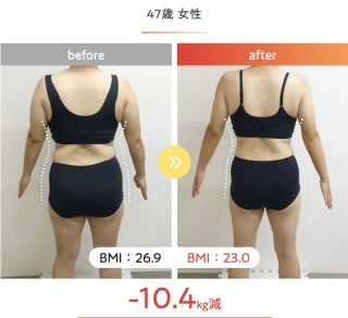 ボディハイフ8部位、EMS2回、内服2種、食事改善サポート