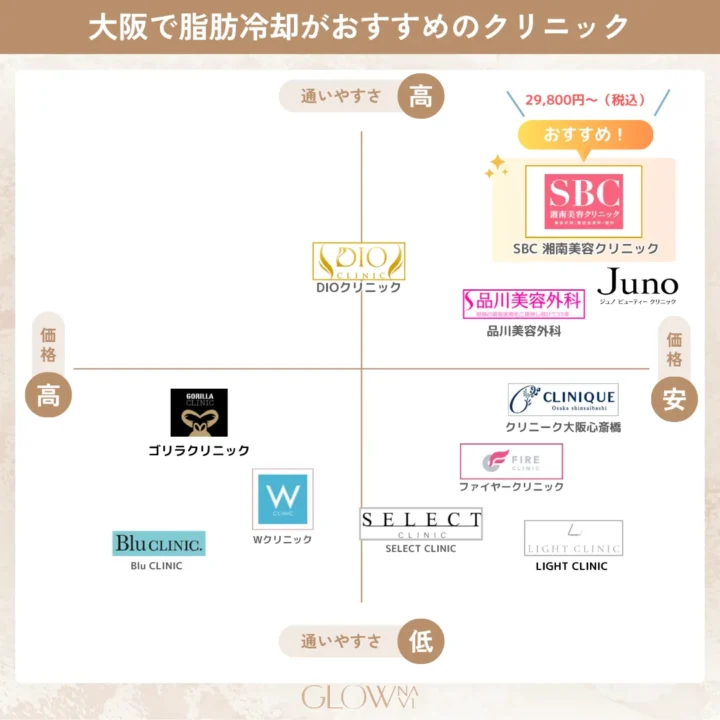 大阪で脂肪冷却がおすすめのクリニックカオスマップ